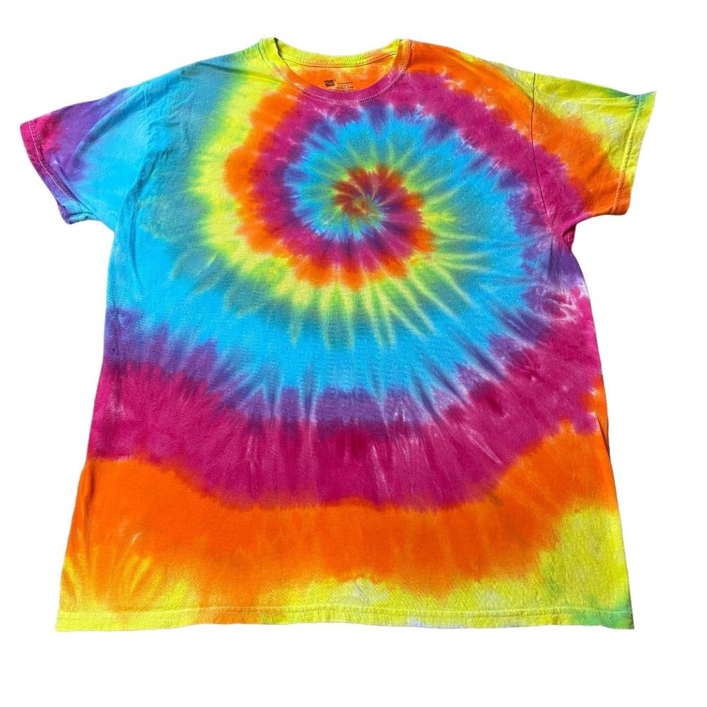Rainbow Spiral Tie Dye Adult Tee || Large